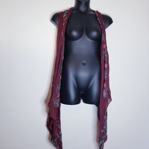 Pretty angel maroon boho embroidered vest